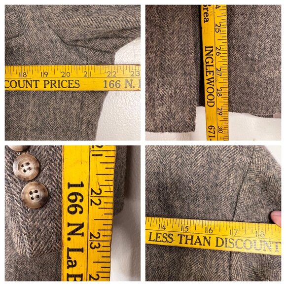 Stonehaven Mens Brown Herringbone Wool Blazer 2-Button USA Made Size 42R flaw - Picture 12 of 16